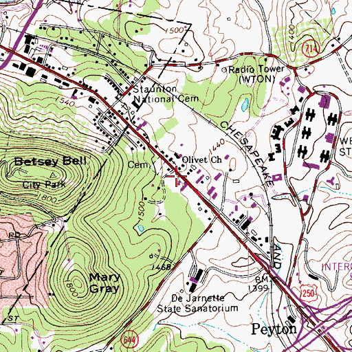 Topographic Map of Augusta County Fire Department Station 10, VA