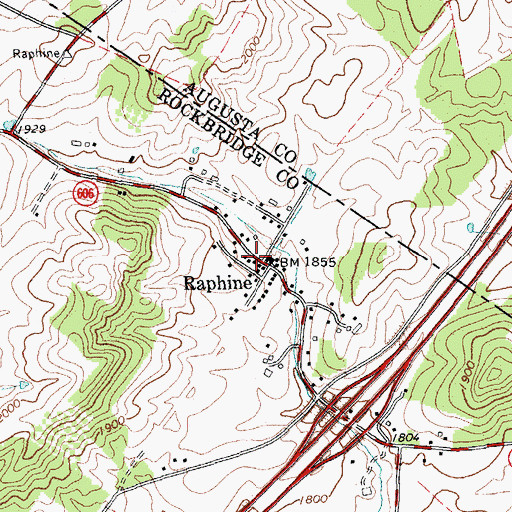 Topographic Map of Raphine Volunteer Fire Department, VA