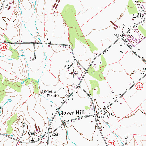 Topographic Map of Clover Hill Volunteer Fire Department, VA