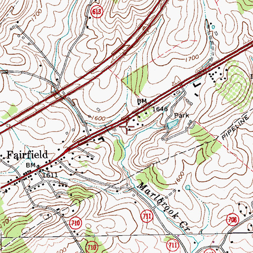 Topographic Map of South River District Volunteer Fire and Rescue Company 7, VA
