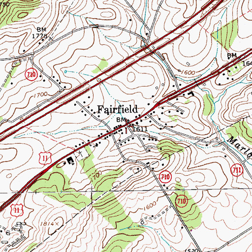 Topographic Map of Fairfield Volunteer Rescue Squad, VA