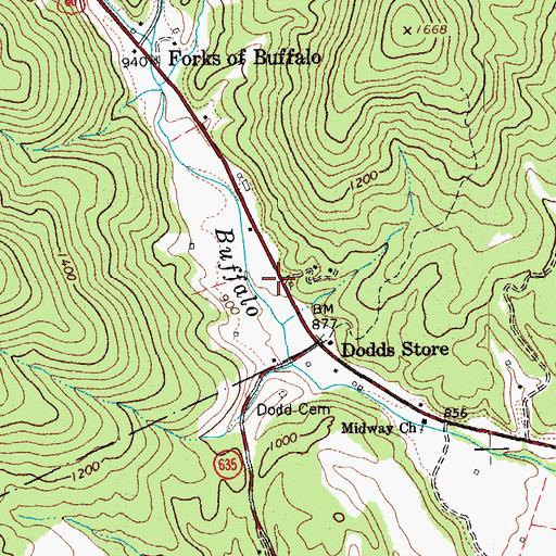 Topographic Map of Pedlar Volunteer Fire and Rescue, VA
