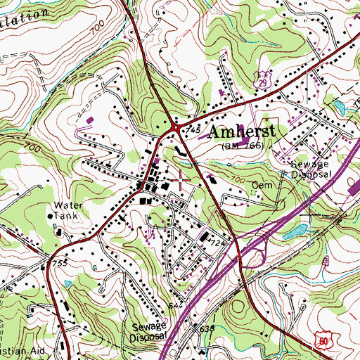 Topographic Map of Amherst County Sheriffs Office, VA