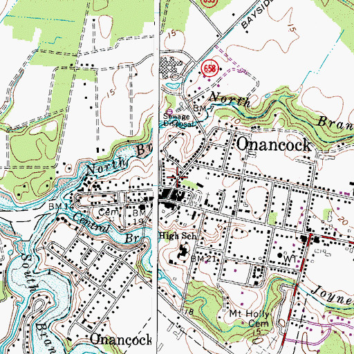 Topographic Map of Onancock Police Department, VA
