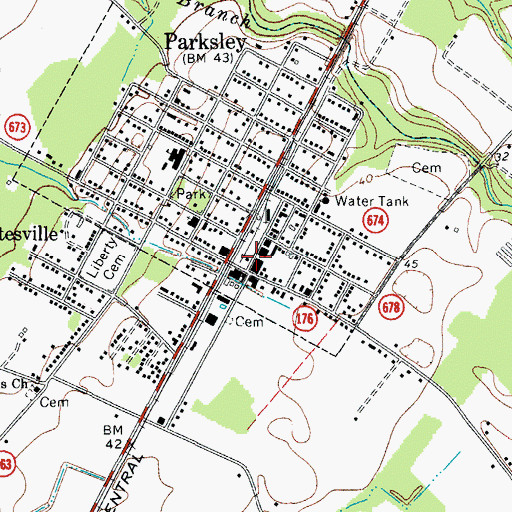 Topographic Map of Parksley Police Department, VA