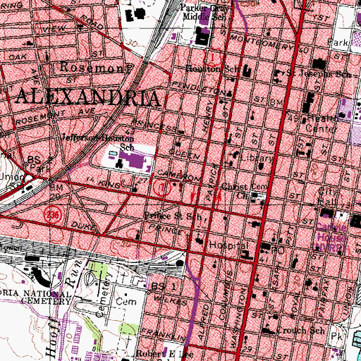 Topographic Map of Alexandria Fire Department Station 205 Rosemont, VA