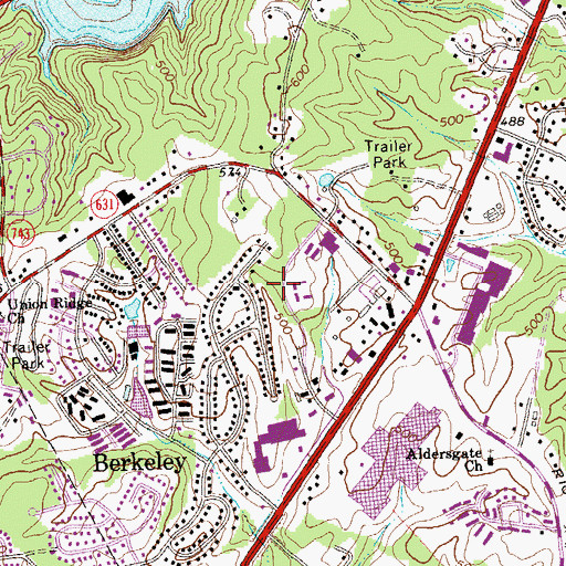 Topographic Map of Berkmar Substation of the Charlottesville-Albemarle Rescue Squad, VA
