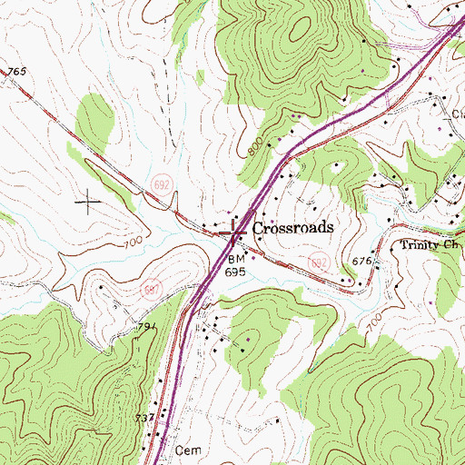 Topographic Map of North Garden Volunteer Fire Company, VA