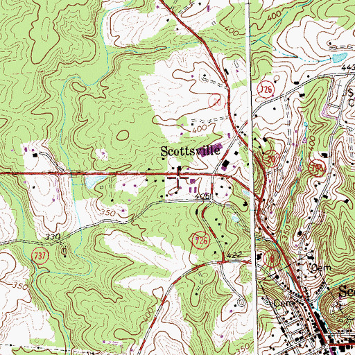 Topographic Map of Scottsville Volunteer Fire Department, VA