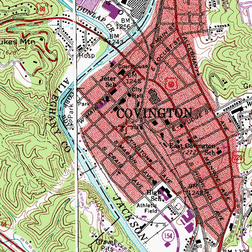 Topographic Map of Covington Volunteer Fire Department and Rescue Squad Station 1, VA