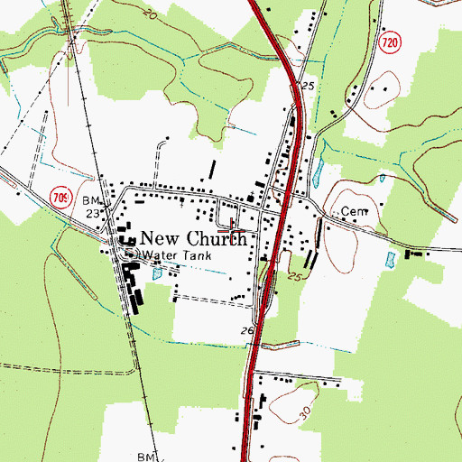 Topographic Map of New Church Volunteer Fire and Rescue Station 1, VA
