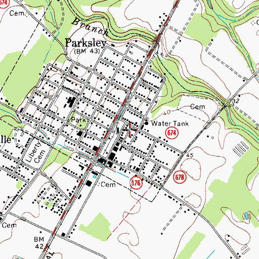 Topographic Map of Parksley Volunteer Fire Company, VA