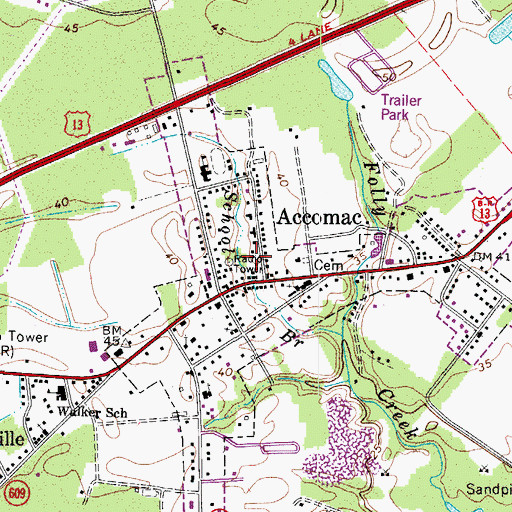 Topographic Map of Accomack County Sheriff's Office, VA