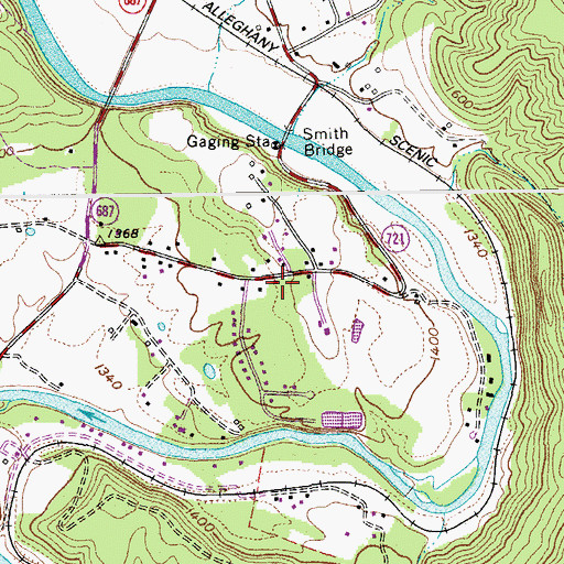 Topographic Map of Falling Spring Volunteer Fire Department and Rescue Squad, VA