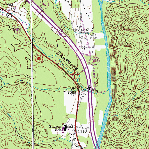 Topographic Map of Sharon Volunteer Fire Department and First Responders, VA