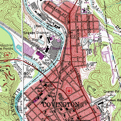 Topographic Map of MeadWestvaco Fire Department, VA