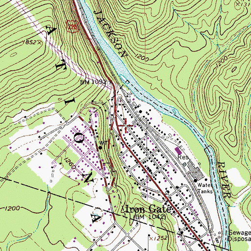 Topographic Map of Iron Gate Police Department, VA