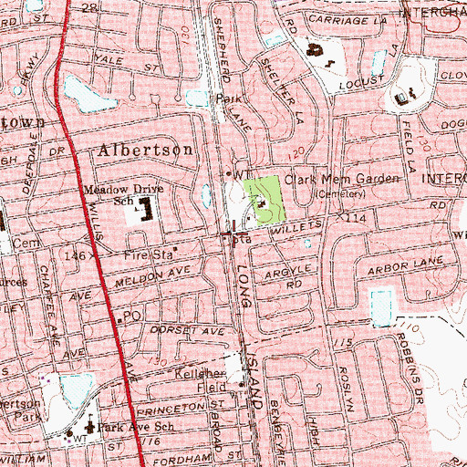 Topographic Map of Albertson Station, NY