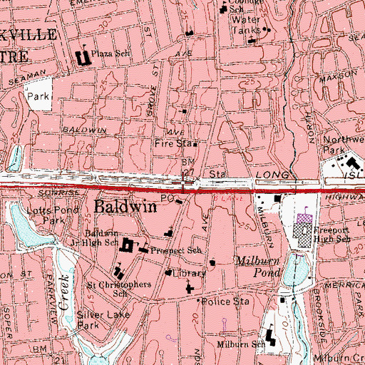 Topographic Map of Baldwin Station, NY
