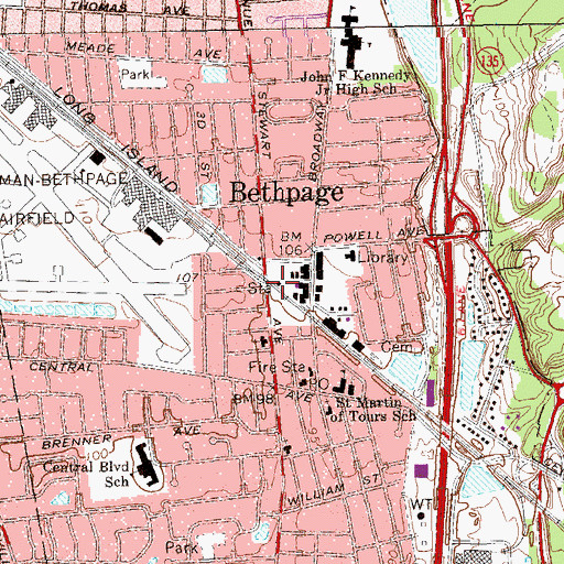 Topographic Map of Bethpage Station, NY