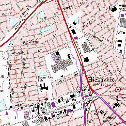 Topographic Map of Broadway Mall Shopping Center, NY