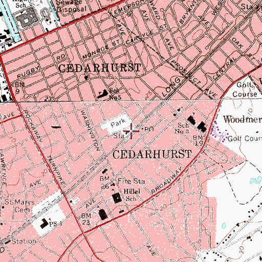 Topographic Map of Cedarhurst Station, NY