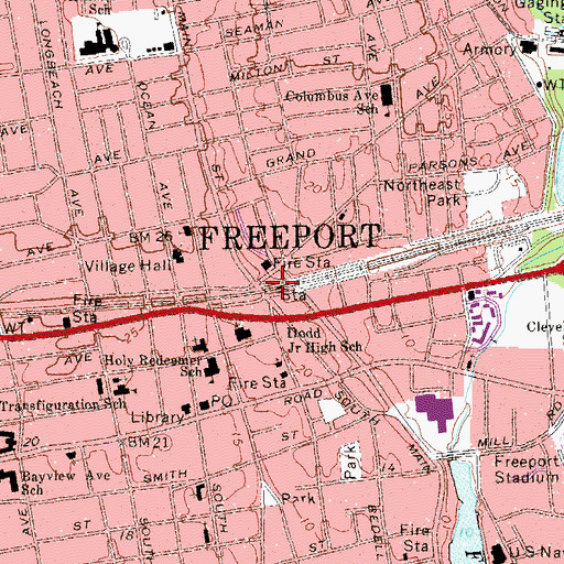Topographic Map of Freeport Station, NY