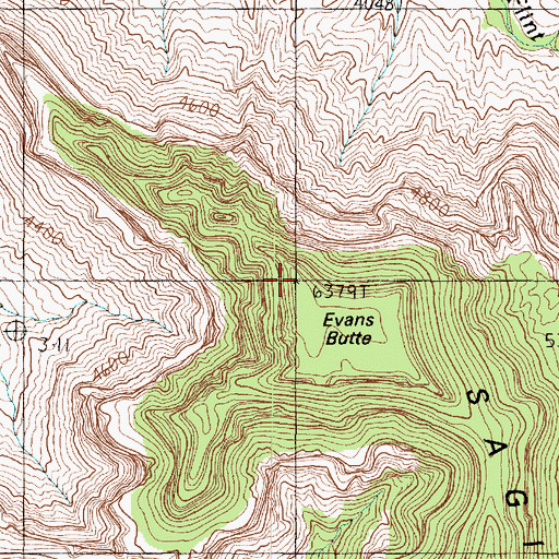 Topographic Map of Evans Butte, AZ