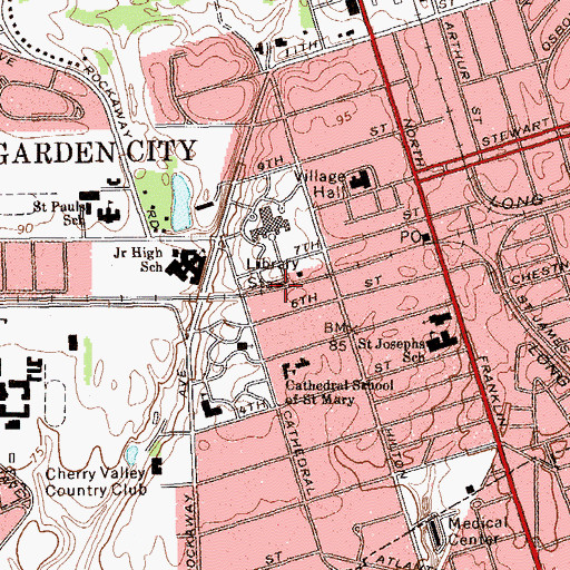 Topographic Map of Garden City Station, NY