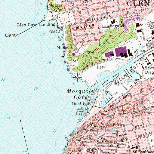 Topographic Map of Hempstead Harbor Club, NY