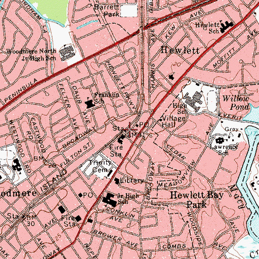 Topographic Map of Hewlett Station, NY