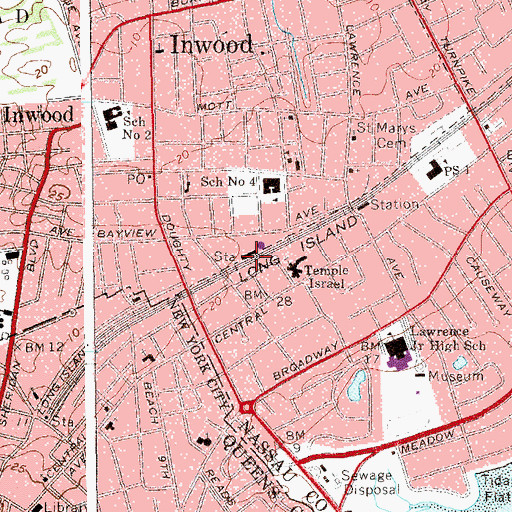 Topographic Map of Inwood Station, NY