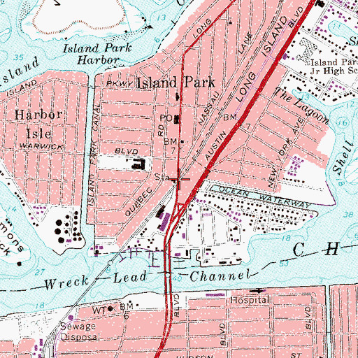 Topographic Map of Island Park Station, NY