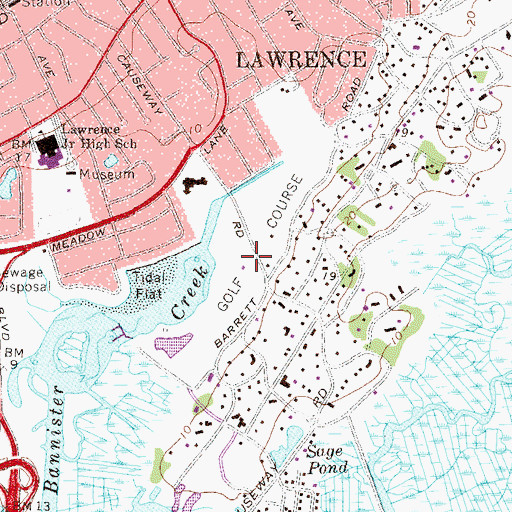 Topographic Map of Lawrence Country Club, NY