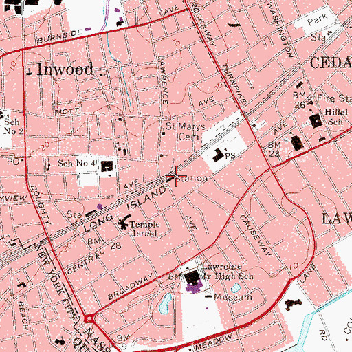 Topographic Map of Lawrence Station, NY