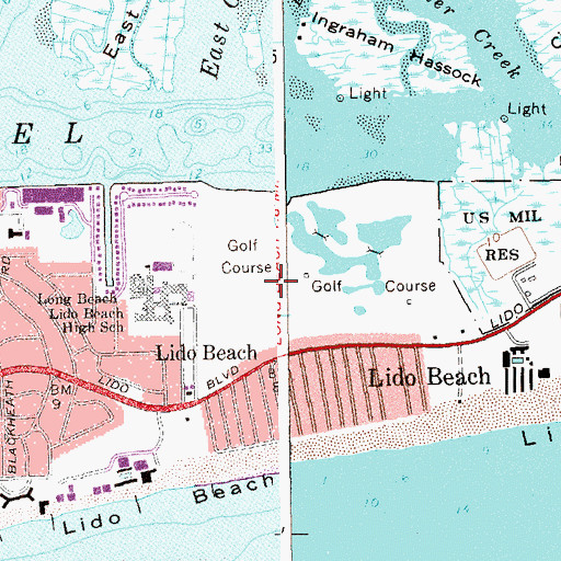 Topographic Map of Lido Golf Club, NY