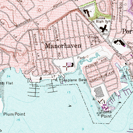 Topographic Map of Manorhaven Beach Club, NY