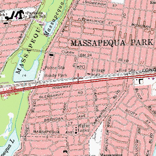 Topographic Map of Massapequa Park Station, NY