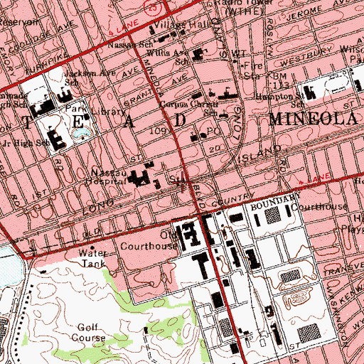 Topographic Map of Mineola Station, NY