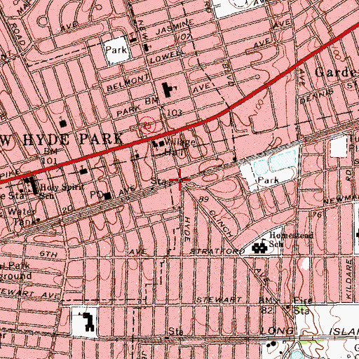 Topographic Map of New Hyde Park Station, NY