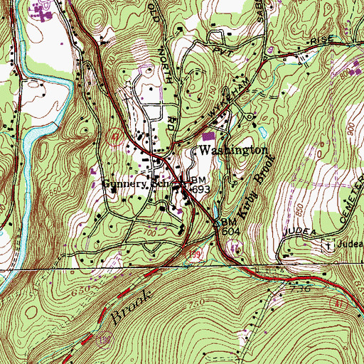 Topographic Map of The Gunnery, CT