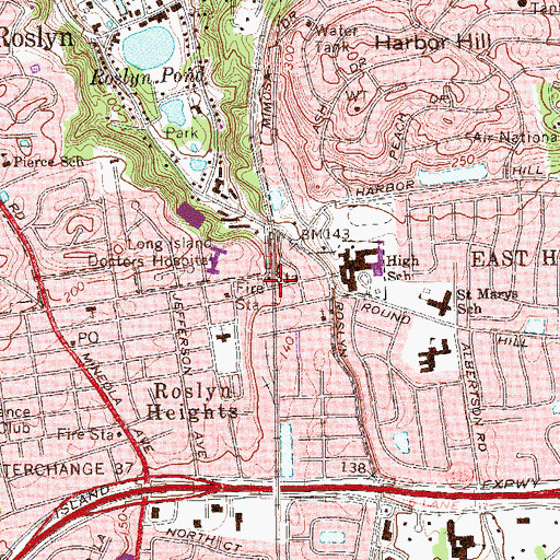 Topographic Map of Roslyn Station, NY