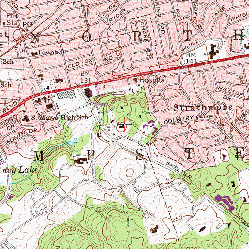 Topographic Map of Strathmore Country Club, NY