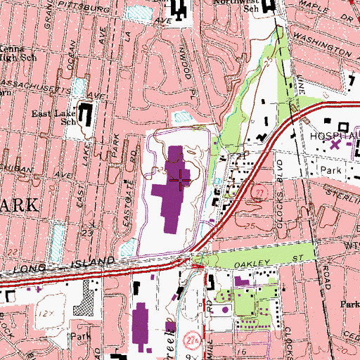 Topographic Map of Westfield Sunrise Shopping Center, NY