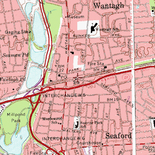 Topographic Map of Wantagh Station, NY
