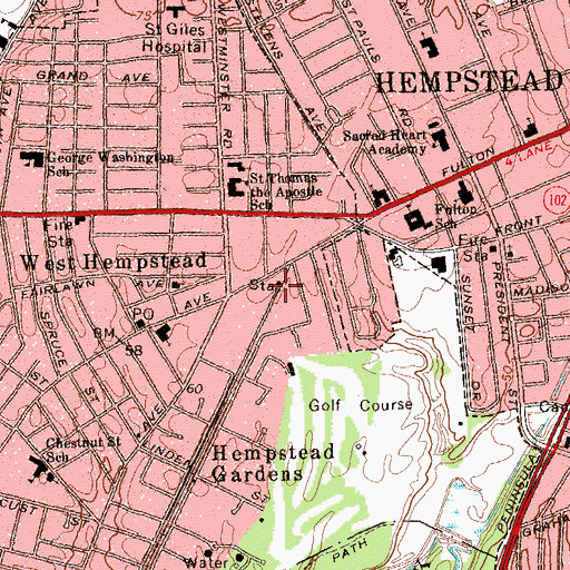 Topographic Map of West Hempstead Station, NY