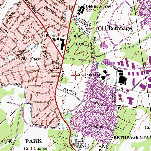 Topographic Map of Battle Row Park, NY