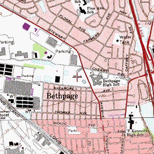 Topographic Map of Bethpage Community Park, NY