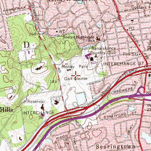 Topographic Map of Christopher Morley County Park, NY