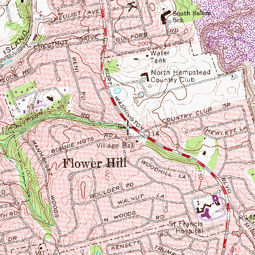Topographic Map of Flower Hill Park, NY